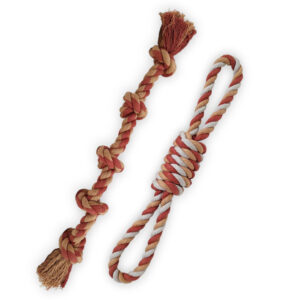 5 Knots Rug Rope Toy & tug and Fetch Rope with Double Grip Loops l Pack of 2