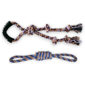 5 Knots Double Rope tug Toy with Easy Grip Handle & tug and Fetch Rope with Double Grip Loops